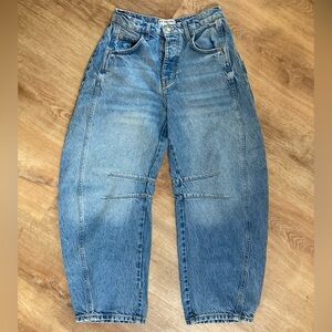 Free People Blue Denim Barrel Jeans